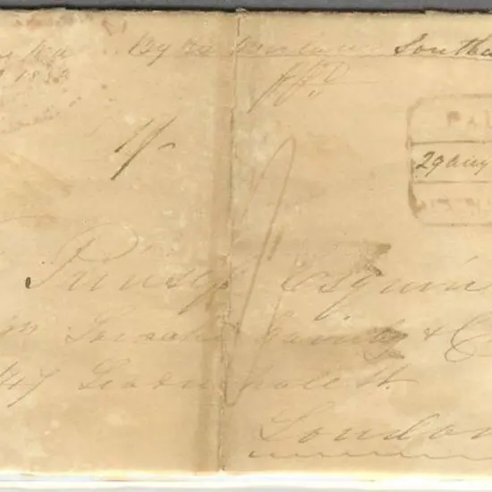 1850 (29th Aug) Entire to London with boxed "PAID ...