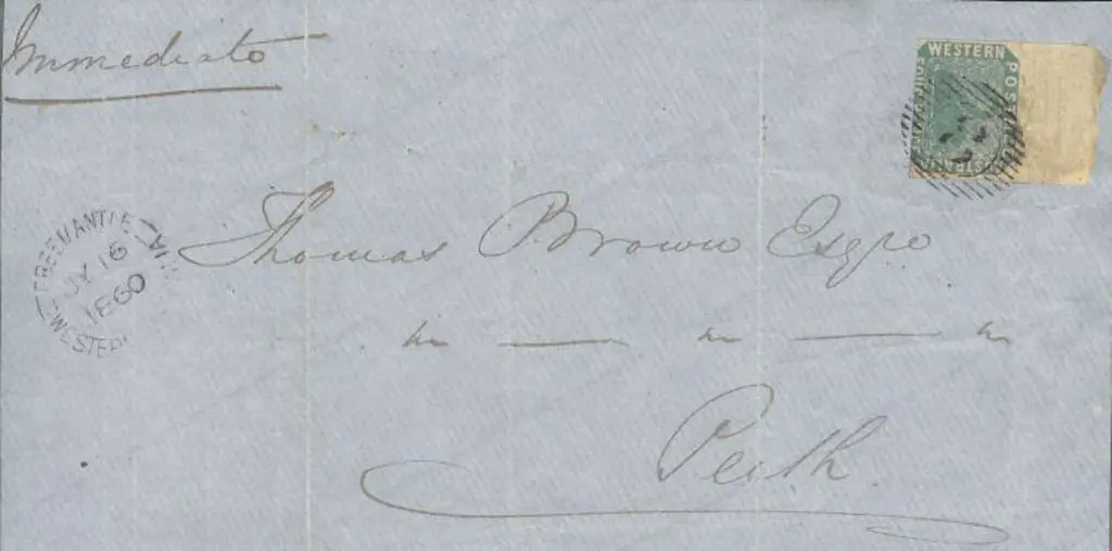 1860 (16th July) 4d blue (SG 3a) top marginal swan ... Image 1++