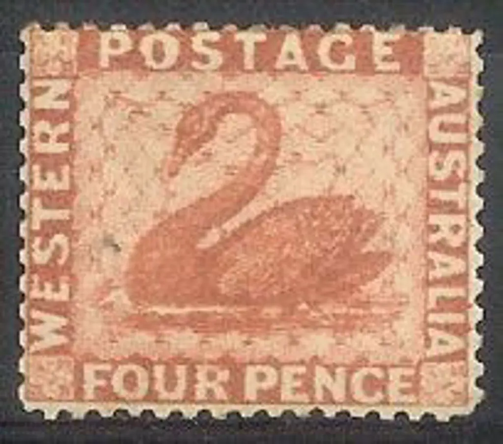 1888 4d red-brown swan MLH. SG 105 Image 1++