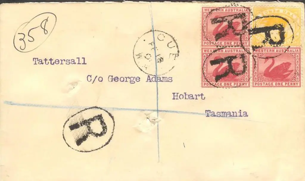1901 (18th Feb) Tatts cover with 1d x 3 & 2d swans ... Image 1++