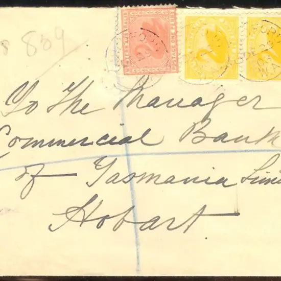 1903 (29th Dec) Tatts Reg cover with 3 strikes of ...