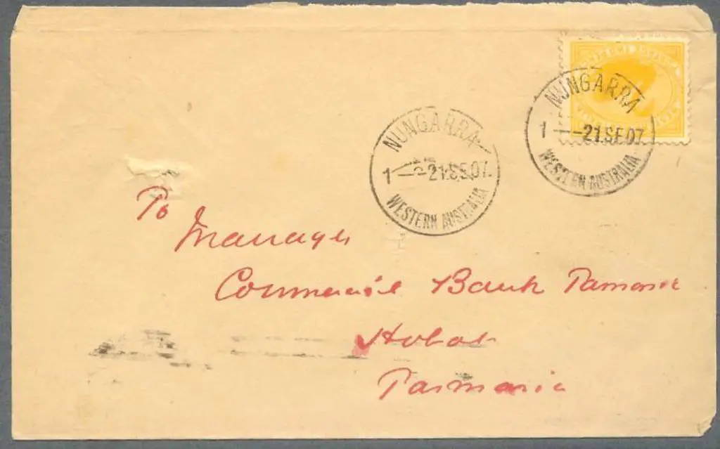 1907 (21st Sept) Nungarra A26T on Tatts cover with ... Image 1++