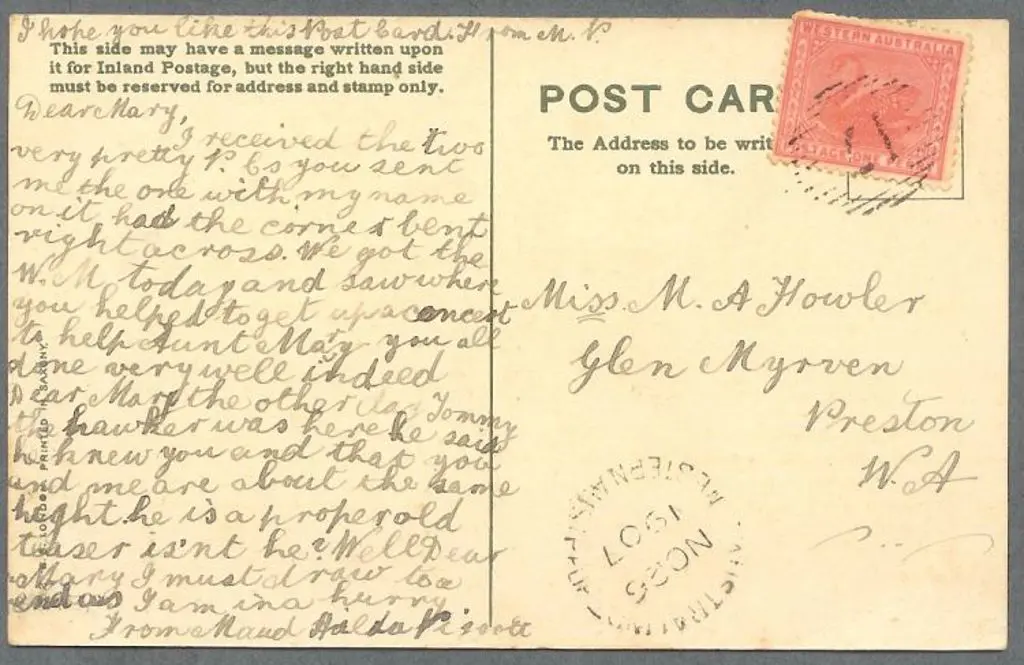 1907 (26th Nov) 1d carmine swan tied to ppc by 15 ... Image 1++