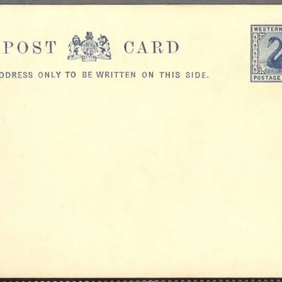 1909/10 1d blue swan Postcard on white surfaced ...