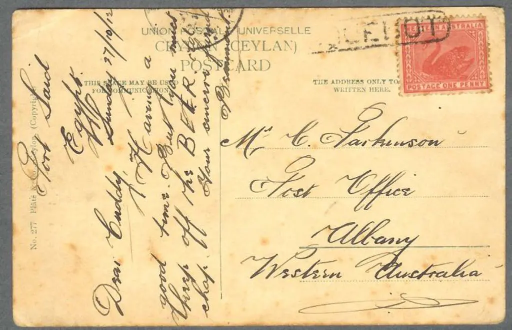 1912 (Oct) PPC written in Port Said & addressed to ... Image 1++