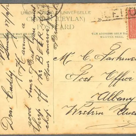 1912 (Oct) PPC written in Port Said & addressed to ...