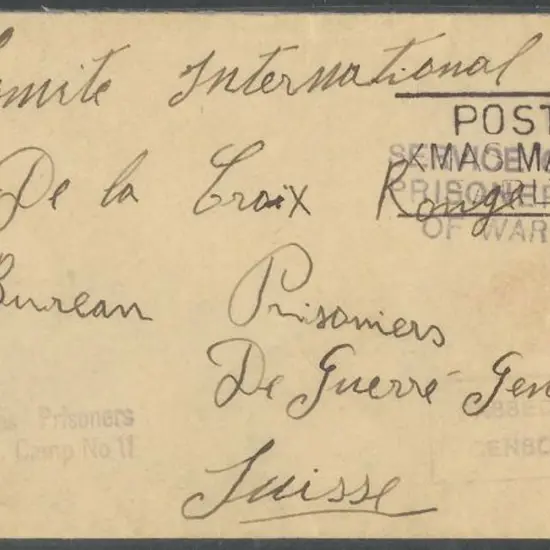 1944 stampless cover in Italian with 3 line ...