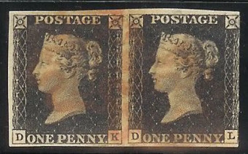 1840 1d black "DK/DL" joined pair with red Maltese ... Image 1++