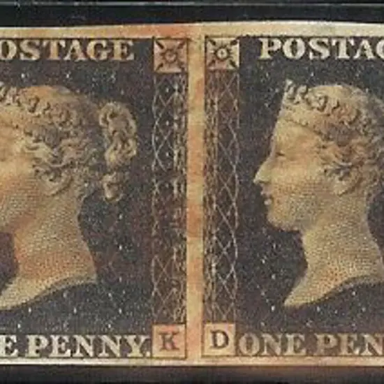 1840 1d black "DK/DL" joined pair with red Maltese ...