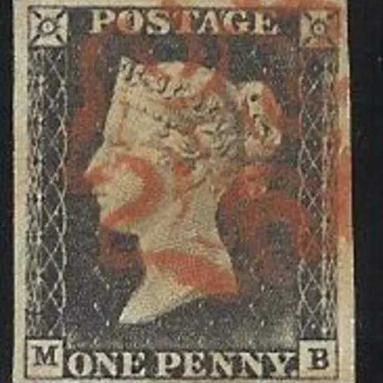 1840 1d black Plate 1a. Cancelled by clear red ...