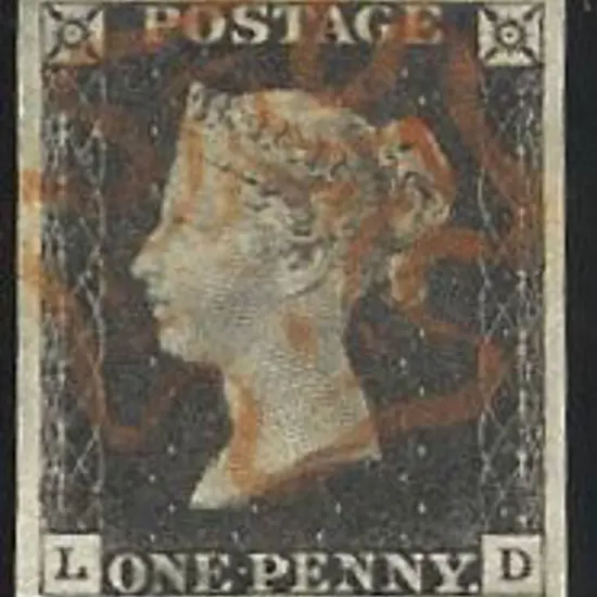 1840 1d black Plate 2. Cancelled by an almost ...