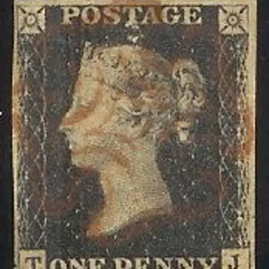 1840 1d black Plate 4 with joining base of "T" of ...