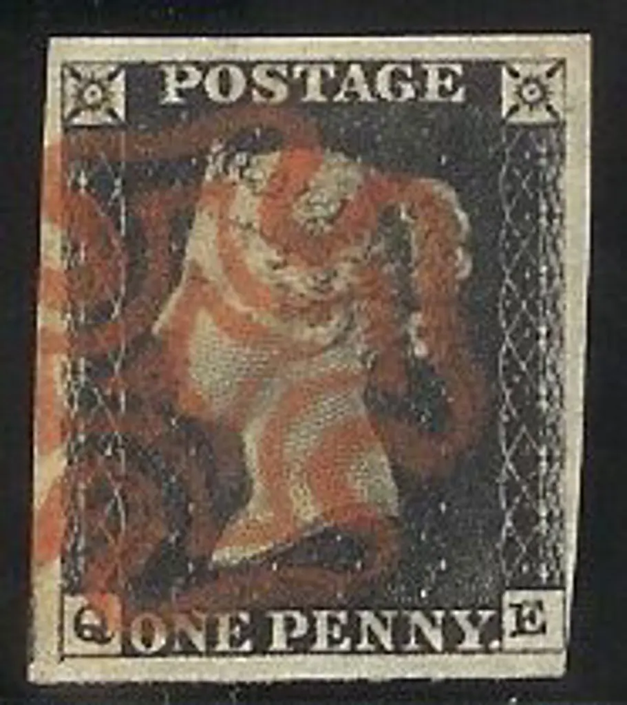 1840 1d black Plate 4. Cancelled by a bold red ... Image 1++