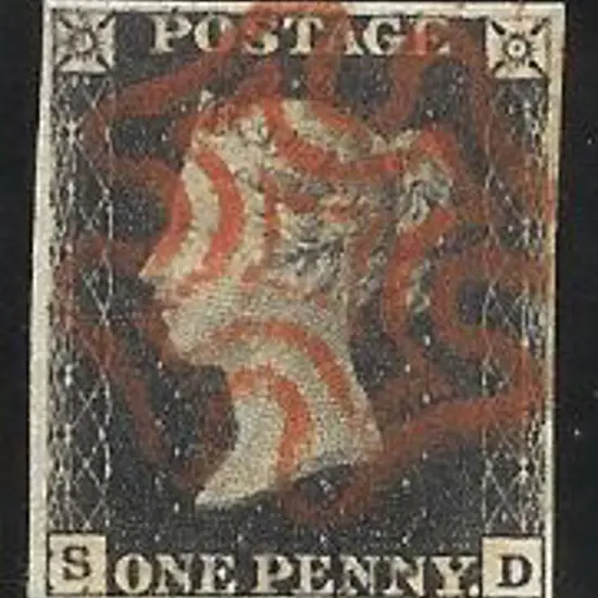 1840 1d black Plate 4. Cancelled by a full red ...