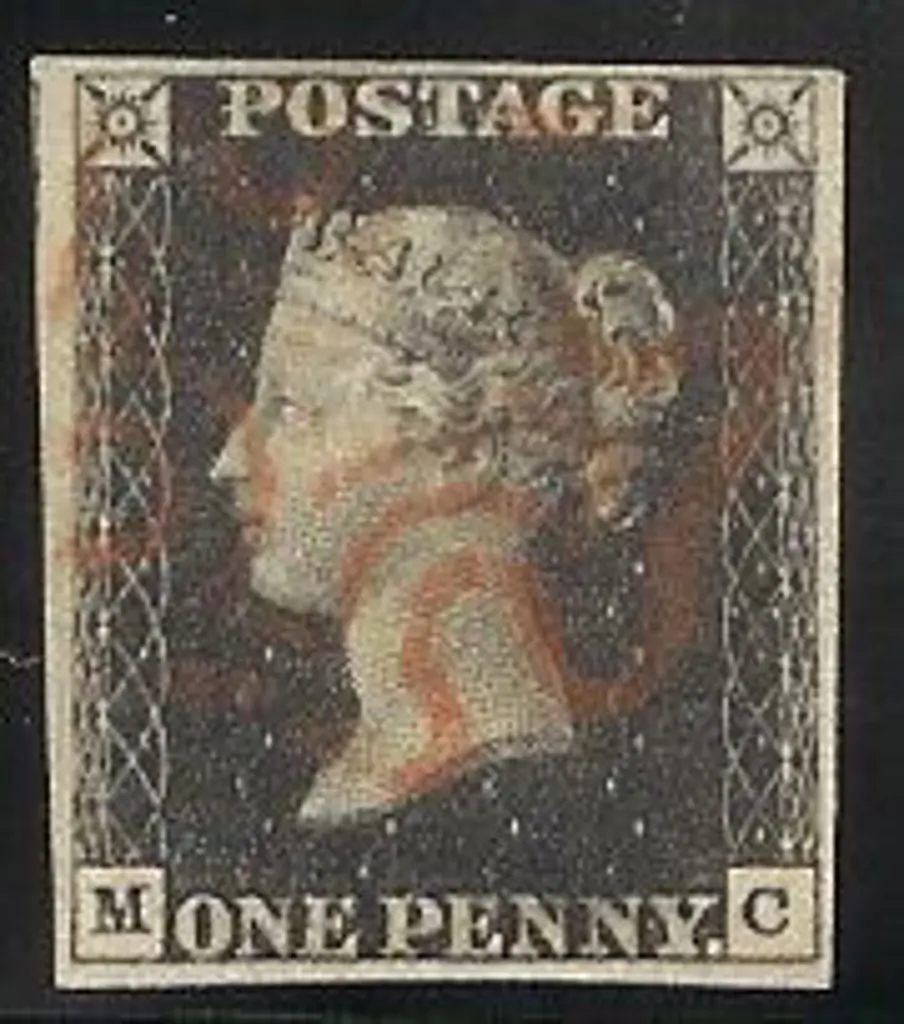 1840 1d black Plate 5. Cancelled by a light red ... Image 1++