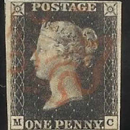 1840 1d black Plate 5. Cancelled by a light red ...
