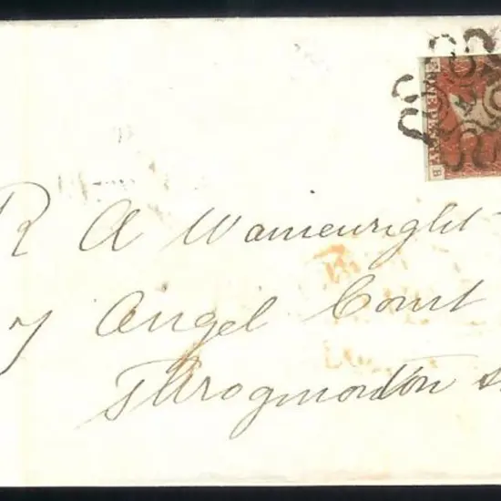 1844 lettersheet with black Maltese Cross with ...