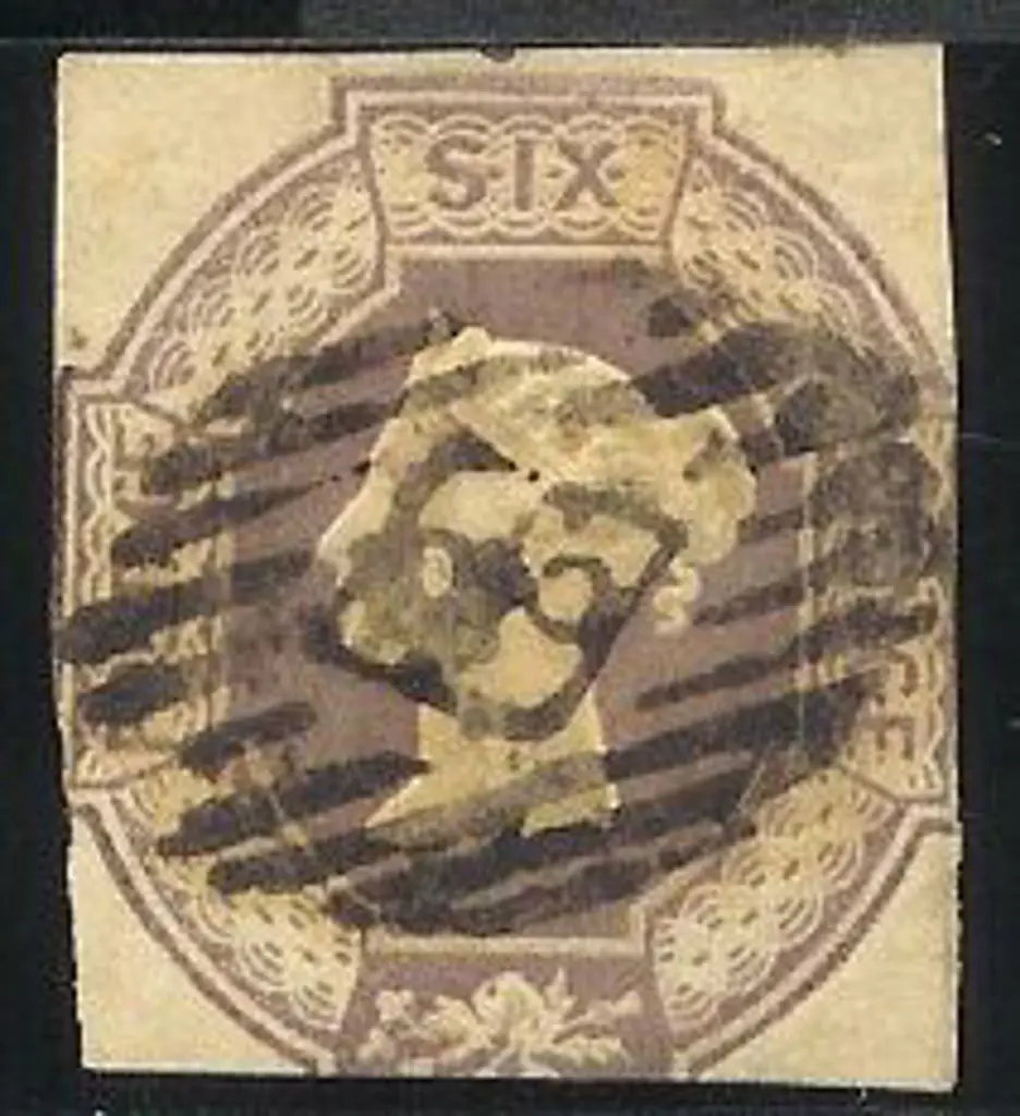 1847/54 6d dull lilac embossed QV cut square good ... Image 1++