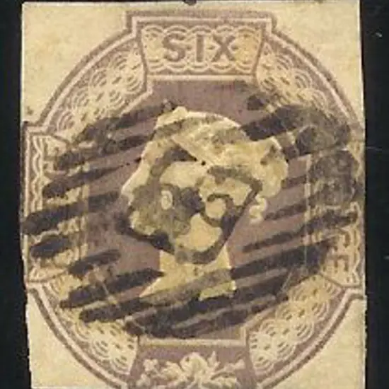 1847/54 6d dull lilac embossed QV cut square good ...
