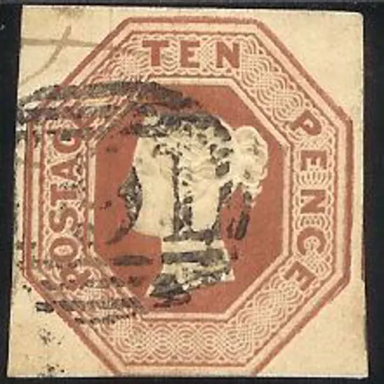 1847/54 10d brown embossed with three good to ...