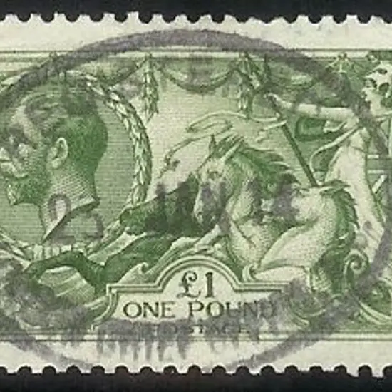 1913 £1 green KGV Seahorse. F/U with attractive ...
