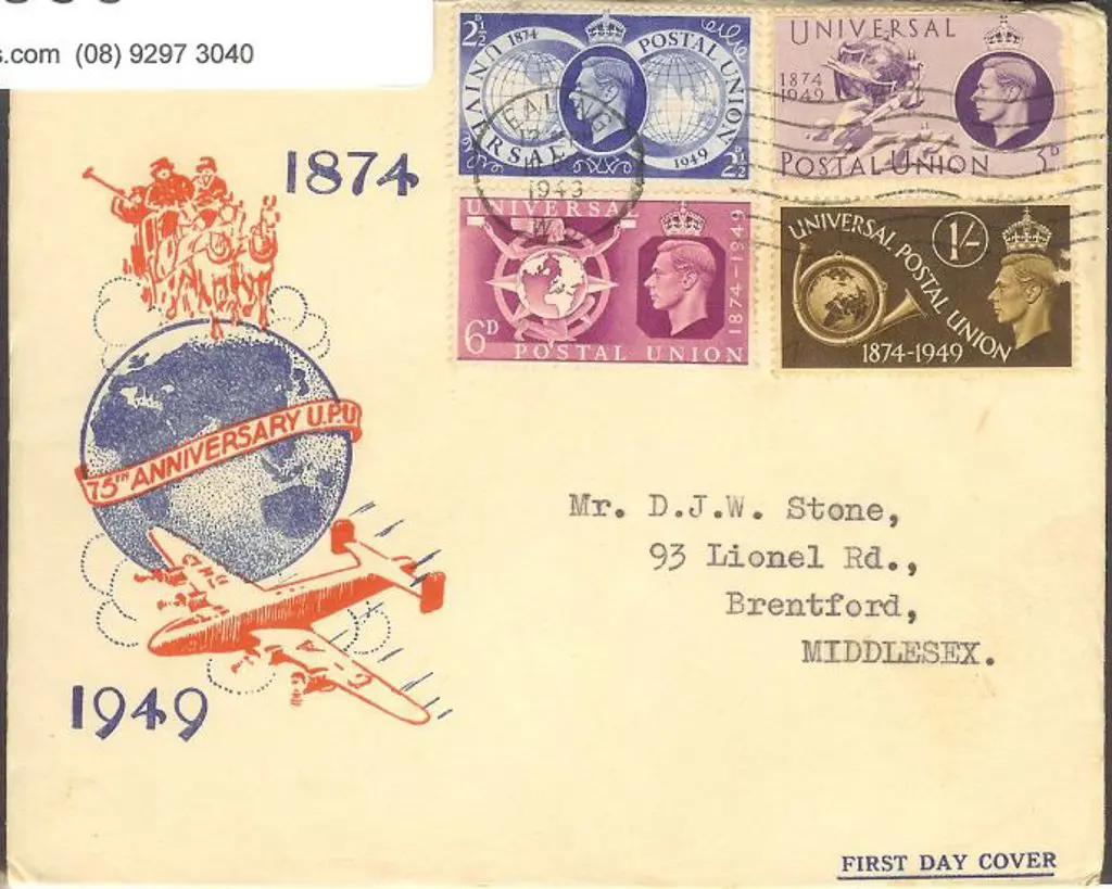1949 UPU official GPO FDC with machine Ealing ... Image 1++