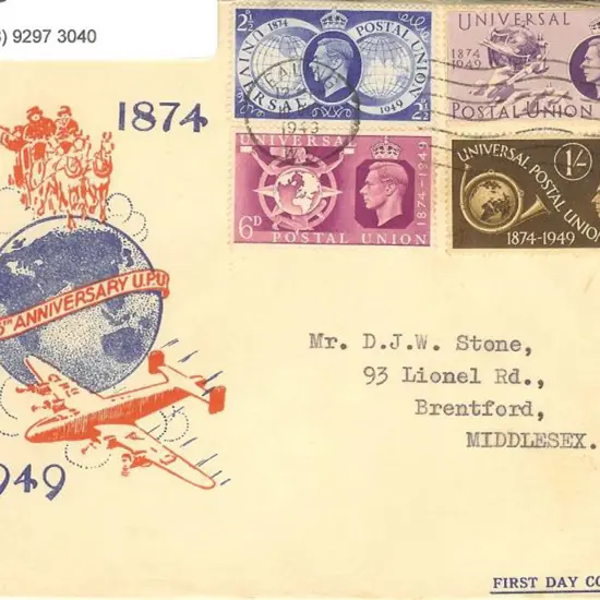 1949 UPU official GPO FDC with machine Ealing ...