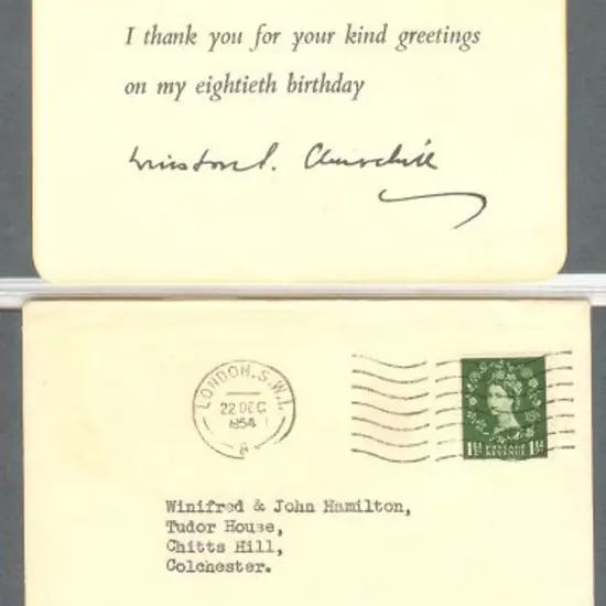 1954 cover containing thankyou note signed by ...