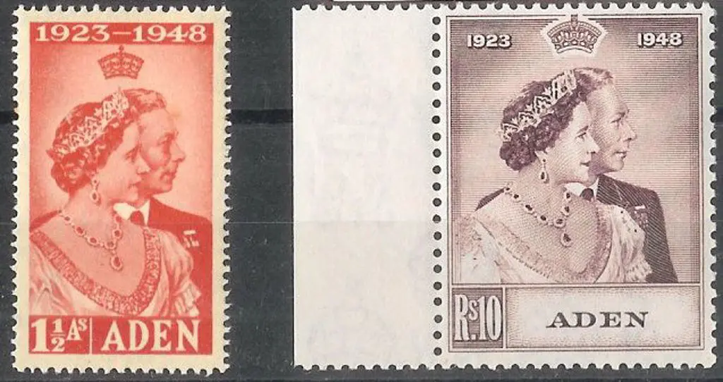 Aden 1948 Royal Silver Wedding MUH pair. 10r with ... Image 1++
