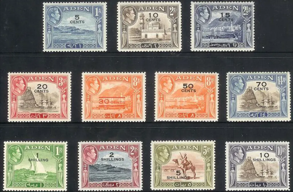 Aden 1951 KGVI new values surcharges MLH with top ... Image 1++