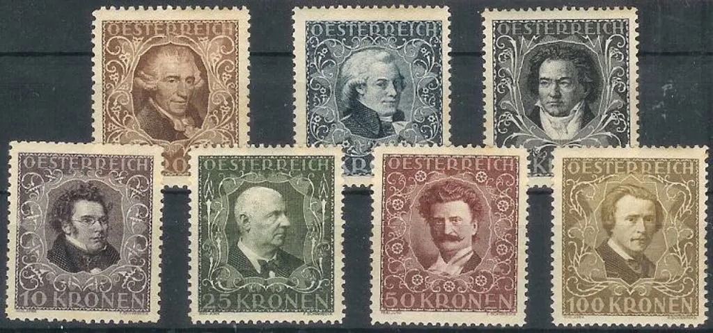 Austria 1922 Musicians Fund. 2½k & 10k are perf. ... Image 1++