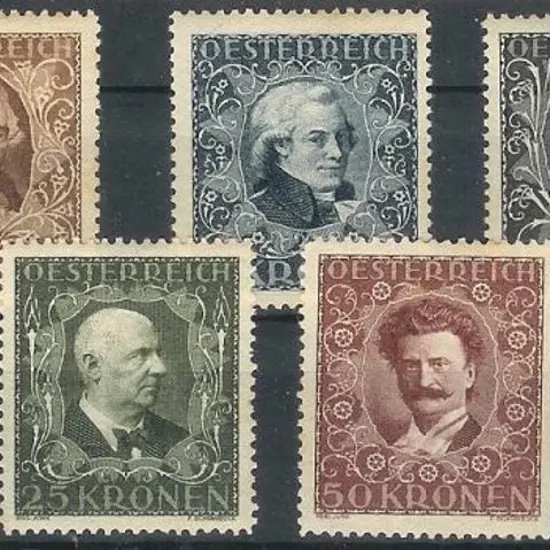 Austria 1922 Musicians Fund. 2½k & 10k are perf. ...