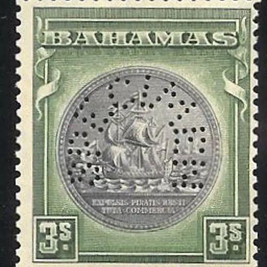 Bahamas 1931/46 2/- & 3/- perfined SPECIMEN. Both ...