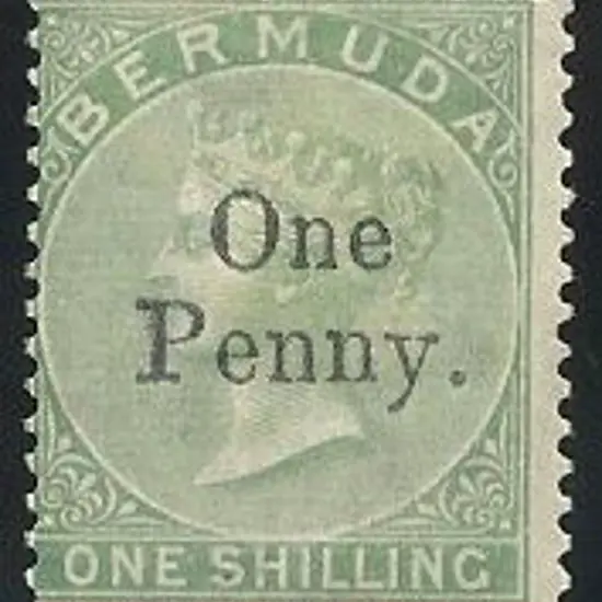 Bermuda 1875 1d on 1/- QV. Centred left. MLH with ...
