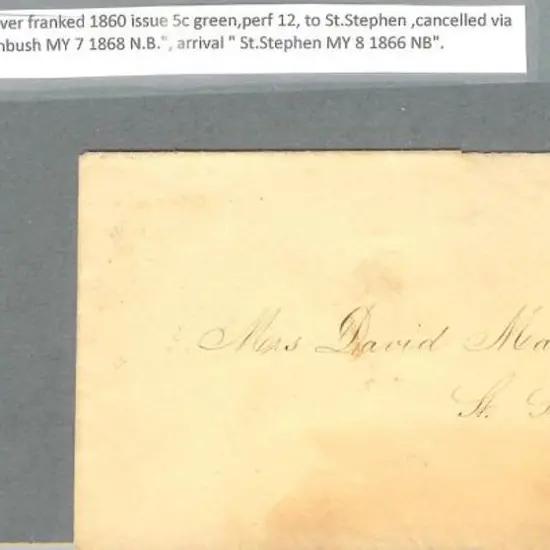 Canada – New Brunswick 1866 cover franked with ...