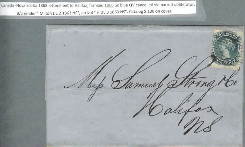 Canada – Nova Scotia 1863 lettersheet to Halifax ... Image 1++