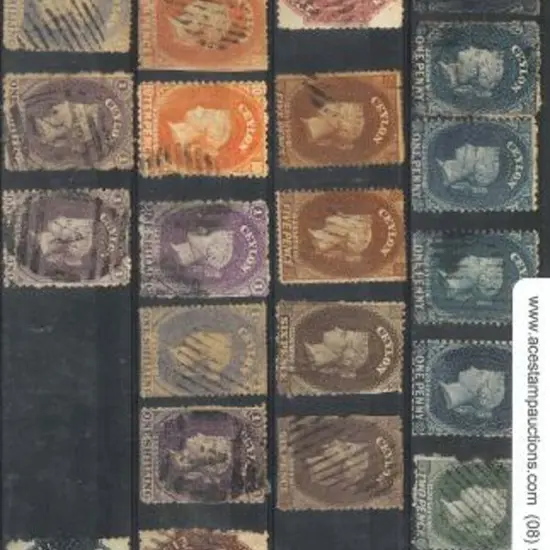 Ceylon Chalons perforated & used, many with ...