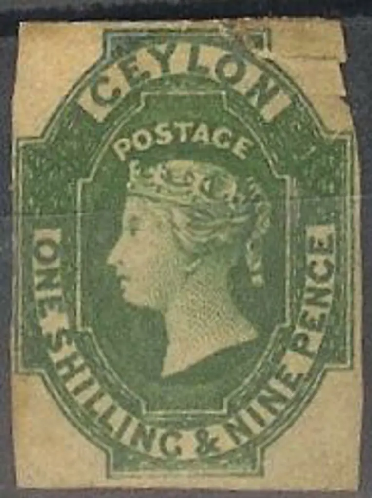 Ceylon 1857/59 1/9d green imperf. MLH but damaged ... Image 1++