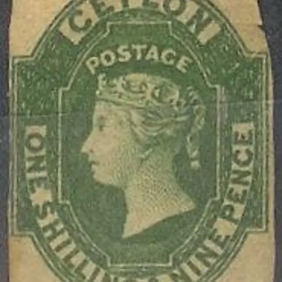 Ceylon 1857/59 1/9d green imperf. MLH but damaged ...