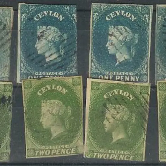 Ceylon 1857/59 1d (6), 2d (5), & 6d imperfs all ...