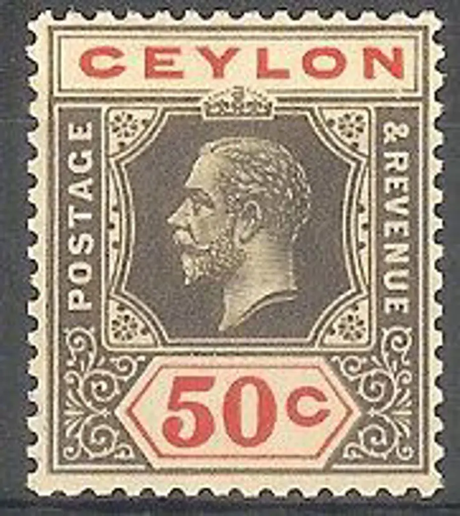Ceylon 1912/25 50c KGV with inv wmk. MLH SG 314wi ... Image 1++