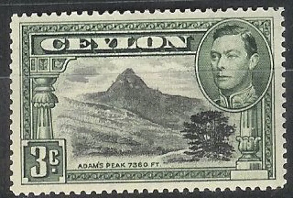 Ceylon 1941 3c black & deep blue green KGVI. Perf. ... Image 1++