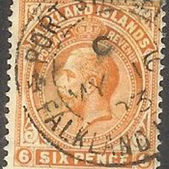 Falkland Is 1919 6d brown-orange KGV F/U. SG 64b ...