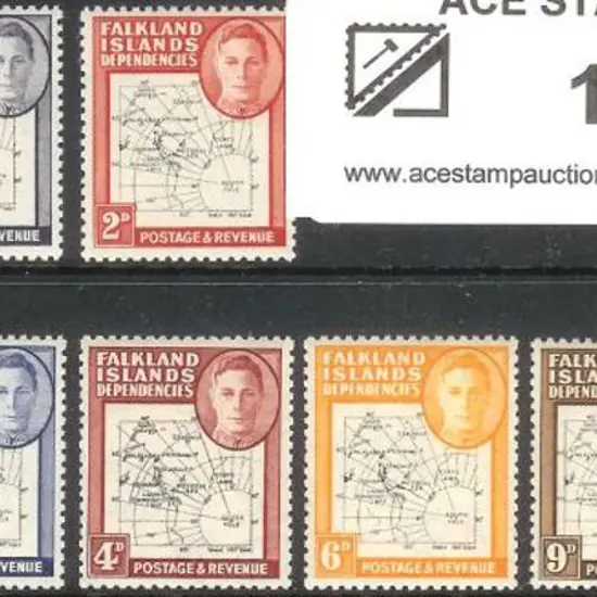 Falkland Is Dependencies 1948/49 ½d-1/- KGVI thin ...