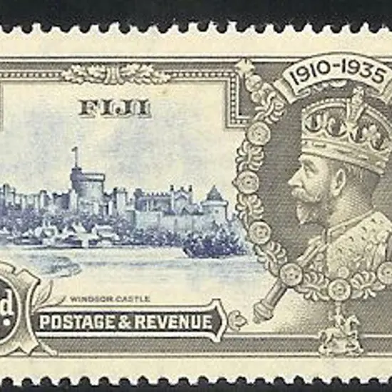 Fiji 1935 2d Silver Jubilee with " diagonal line ...