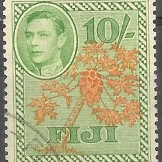 Fiji 1950 10/- Paw-paw F/U. SG266a Cat. £40