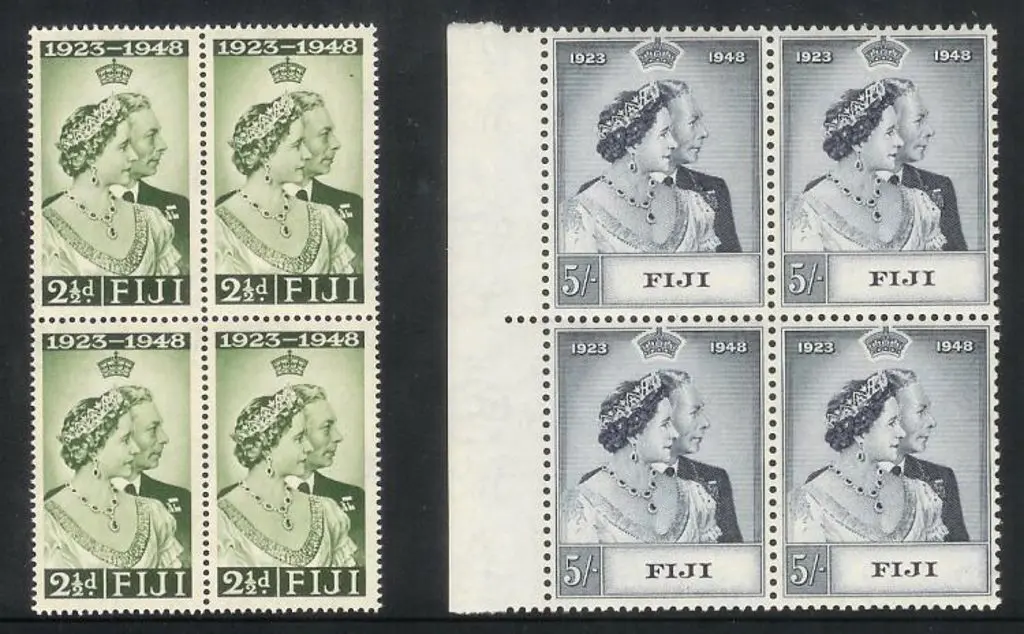 Fiji 1948 Royal Silver Wedding pair in MUH blocks ... Image 1++