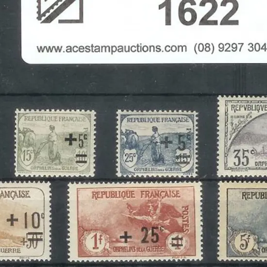 France 1922 War Orphans Fund set of 8 fine MLH ...