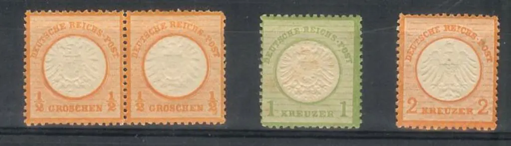 Germany 1872 ½gr orange "large shield" pair MUH, ... Image 1++