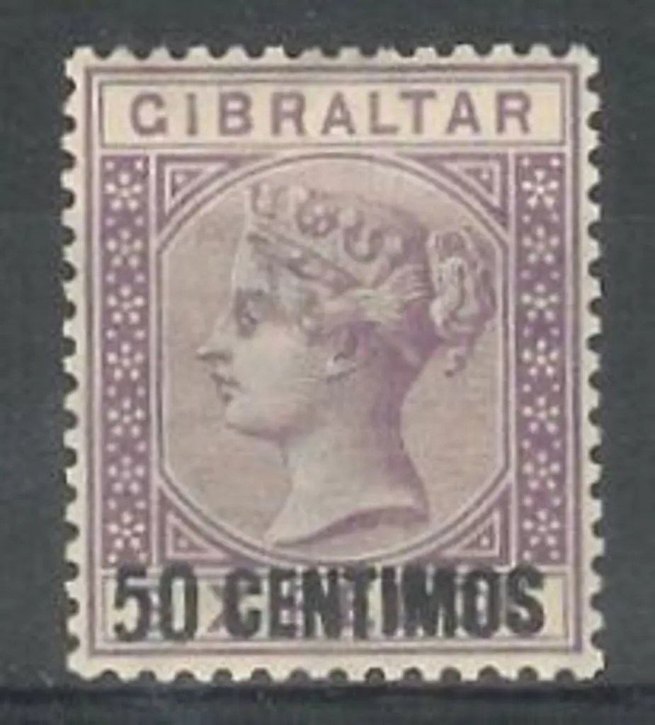 Gibraltar 1889 50c on 6d bright lilac. MLH SG 20 ... Image 1++